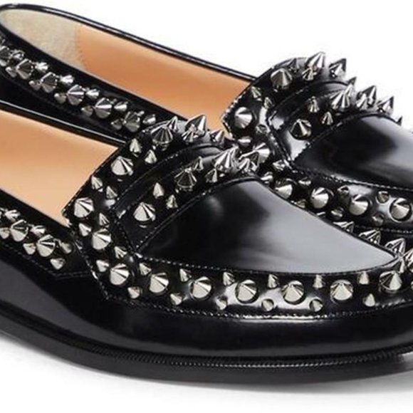 Christian Louboutin MATTIA SPIKES Stud Leather Loafer Flat Moccasin Shoes - Picture 2 of 10